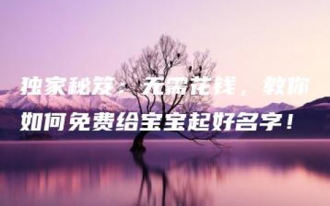 独家秘笈：无需花钱，教你如何免费给宝宝起好名字！