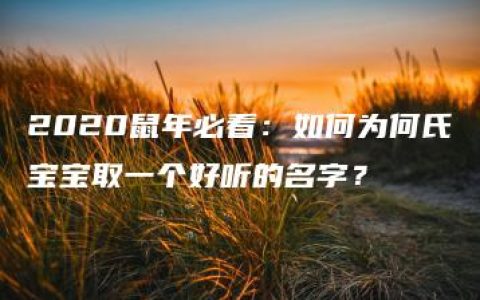 2020鼠年必看：如何为何氏宝宝取一个好听的名字？