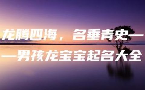 龙腾四海，名垂青史——男孩龙宝宝起名大全