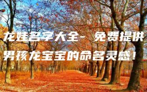 龙娃名字大全- 免费提供男孩龙宝宝的命名灵感！