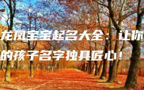 龙凤宝宝起名大全：让你的孩子名字独具匠心！