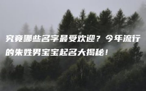 究竟哪些名字最受欢迎？今年流行的朱姓男宝宝起名大揭秘！