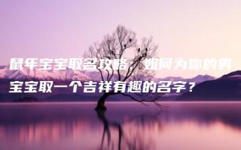 鼠年宝宝取名攻略：如何为你的男宝宝取一个吉祥有趣的名字？