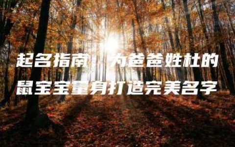 起名指南：为爸爸姓杜的鼠宝宝量身打造完美名字