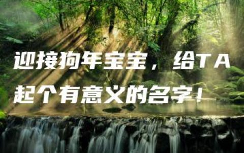 迎接狗年宝宝，给TA起个有意义的名字！