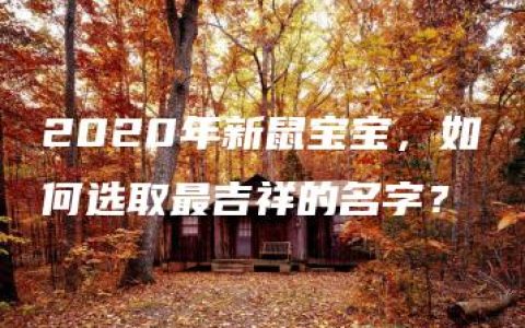 2020年新鼠宝宝，如何选取最吉祥的名字？