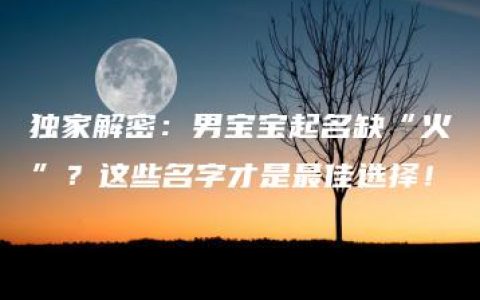 独家解密：男宝宝起名缺“火”？这些名字才是最佳选择！