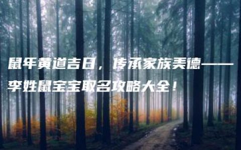 鼠年黄道吉日，传承家族美德——李姓鼠宝宝取名攻略大全！