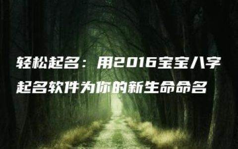 轻松起名：用2016宝宝八字起名软件为你的新生命命名