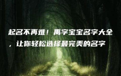 起名不再难！禹字宝宝名字大全，让你轻松选择最完美的名字