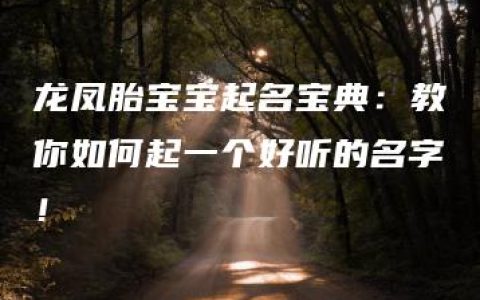 龙凤胎宝宝起名宝典：教你如何起一个好听的名字！