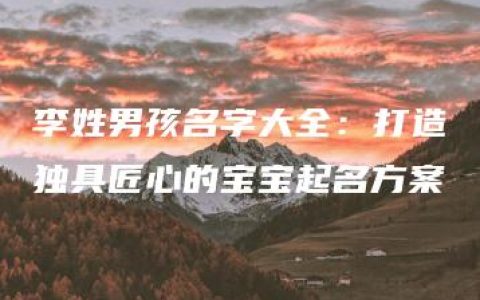 李姓男孩名字大全：打造独具匠心的宝宝起名方案