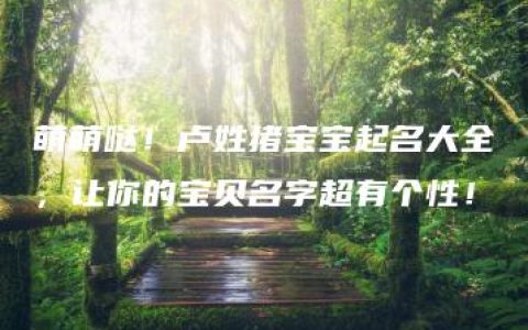 萌萌哒！卢姓猪宝宝起名大全，让你的宝贝名字超有个性！