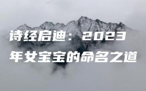 诗经启迪：2023年女宝宝的命名之道