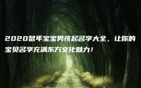 2020鼠年宝宝男孩起名字大全，让你的宝贝名字充满东方文化魅力！