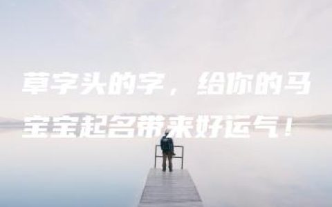 草字头的字，给你的马宝宝起名带来好运气！