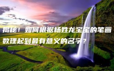 揭秘！如何根据杨姓龙宝宝的笔画数理起到最有意义的名字？