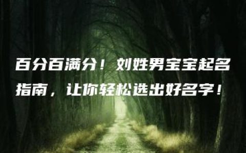 百分百满分！刘姓男宝宝起名指南，让你轻松选出好名字！