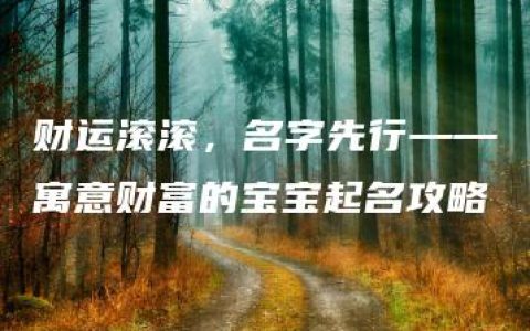 财运滚滚，名字先行——寓意财富的宝宝起名攻略