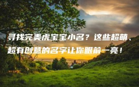 寻找完美虎宝宝小名？这些超萌、超有创意的名字让你眼前一亮！