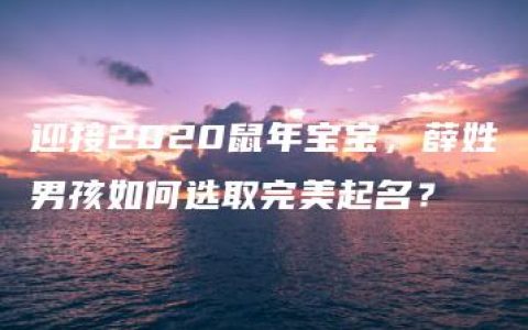 迎接2020鼠年宝宝，薛姓男孩如何选取完美起名？