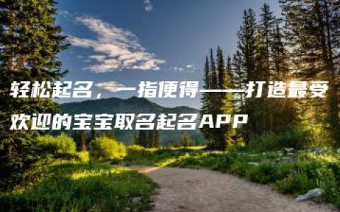 轻松起名，一指便得——打造最受欢迎的宝宝取名起名APP