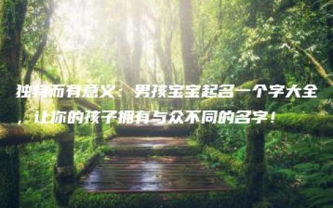 独特而有意义：男孩宝宝起名一个字大全，让你的孩子拥有与众不同的名字！