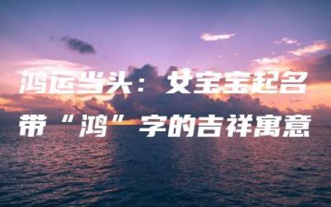 鸿运当头：女宝宝起名带“鸿”字的吉祥寓意