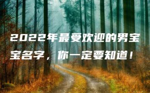 2022年最受欢迎的男宝宝名字，你一定要知道！