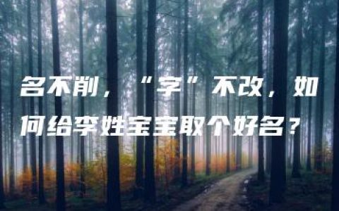 名不削，“字”不改，如何给李姓宝宝取个好名？