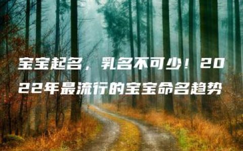 宝宝起名，乳名不可少！2022年最流行的宝宝命名趋势