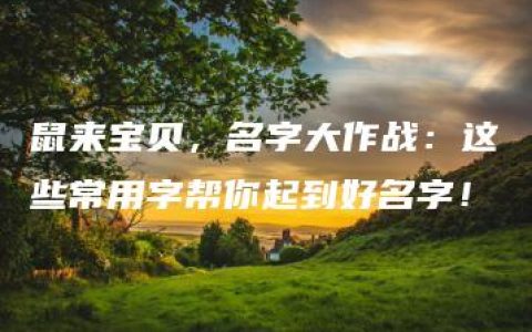 鼠来宝贝，名字大作战：这些常用字帮你起到好名字！