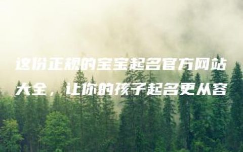 这份正规的宝宝起名官方网站大全，让你的孩子起名更从容