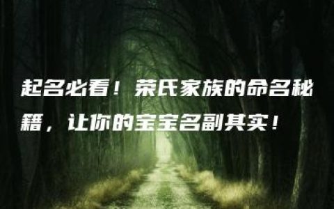 起名必看！荣氏家族的命名秘籍，让你的宝宝名副其实！