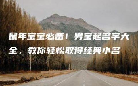 鼠年宝宝必备！男宝起名字大全，教你轻松取得经典小名