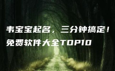 韦宝宝起名，三分钟搞定！免费软件大全TOP10