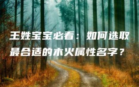 王姓宝宝必看：如何选取最合适的木火属性名字？