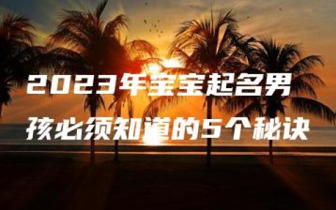 2023年宝宝起名男孩必须知道的5个秘诀