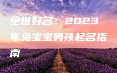 绝世好名：2023年兔宝宝男孩起名指南