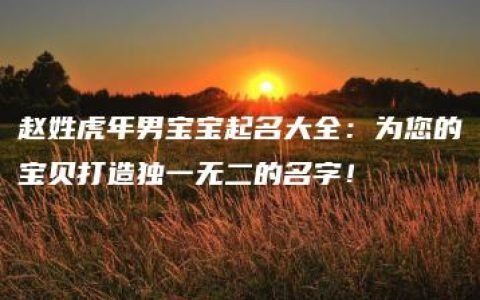 赵姓虎年男宝宝起名大全：为您的宝贝打造独一无二的名字！