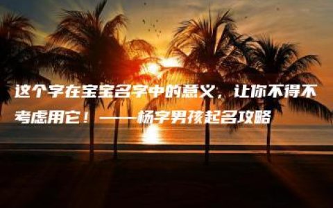 这个字在宝宝名字中的意义，让你不得不考虑用它！——杨字男孩起名攻略