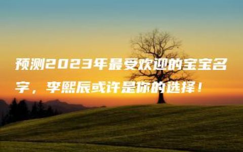 预测2023年最受欢迎的宝宝名字，李熙辰或许是你的选择！