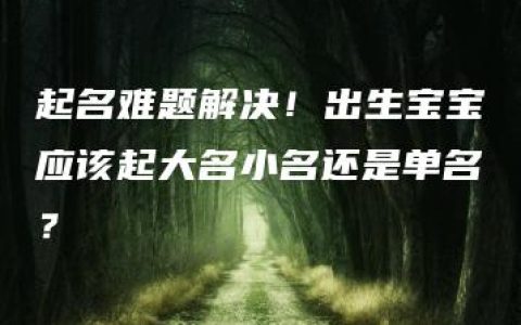 起名难题解决！出生宝宝应该起大名小名还是单名？