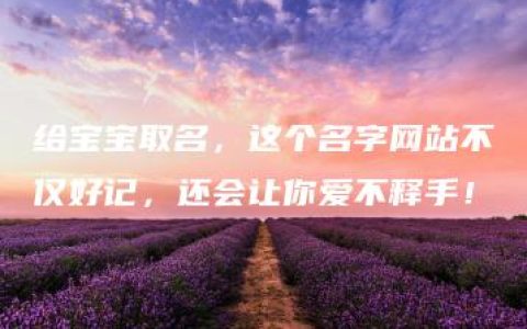 给宝宝取名，这个名字网站不仅好记，还会让你爱不释手！