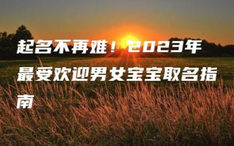 起名不再难！2023年最受欢迎男女宝宝取名指南