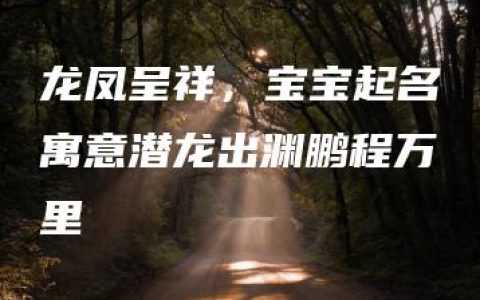 龙凤呈祥，宝宝起名寓意潜龙出渊鹏程万里