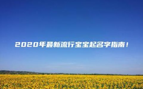 2020年最新流行宝宝起名字指南！