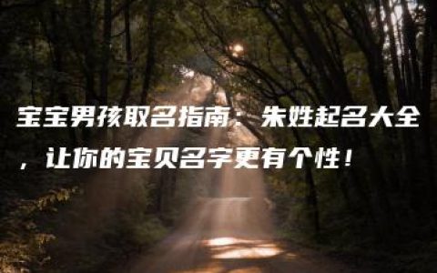 宝宝男孩取名指南：朱姓起名大全，让你的宝贝名字更有个性！