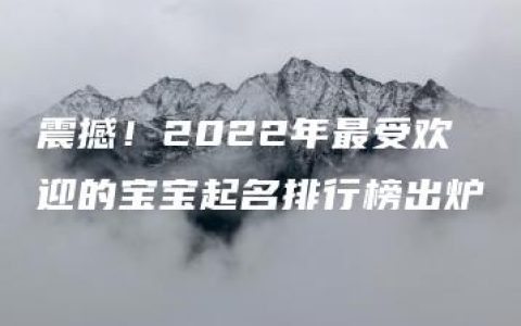 震撼！2022年最受欢迎的宝宝起名排行榜出炉