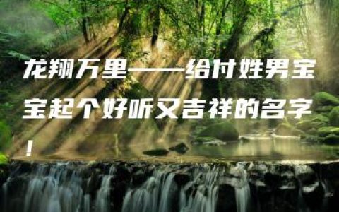 龙翔万里——给付姓男宝宝起个好听又吉祥的名字！